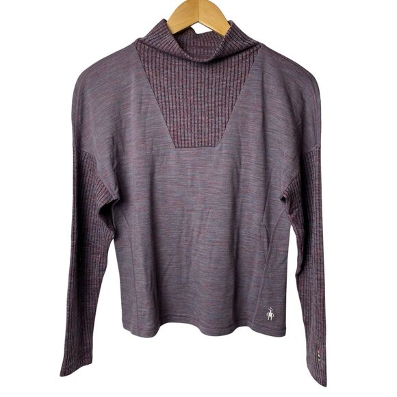 Smartwool Women's  XS Merino Ribbed Funnel Neck Thermal Pullover Sweater Purple - Picture 2 of 8